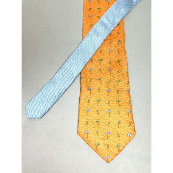 Retro Tommy Hilfiger Palm Tree Print Tie Classic 3.75 in. X 58 Silk - Picture 1 of 6